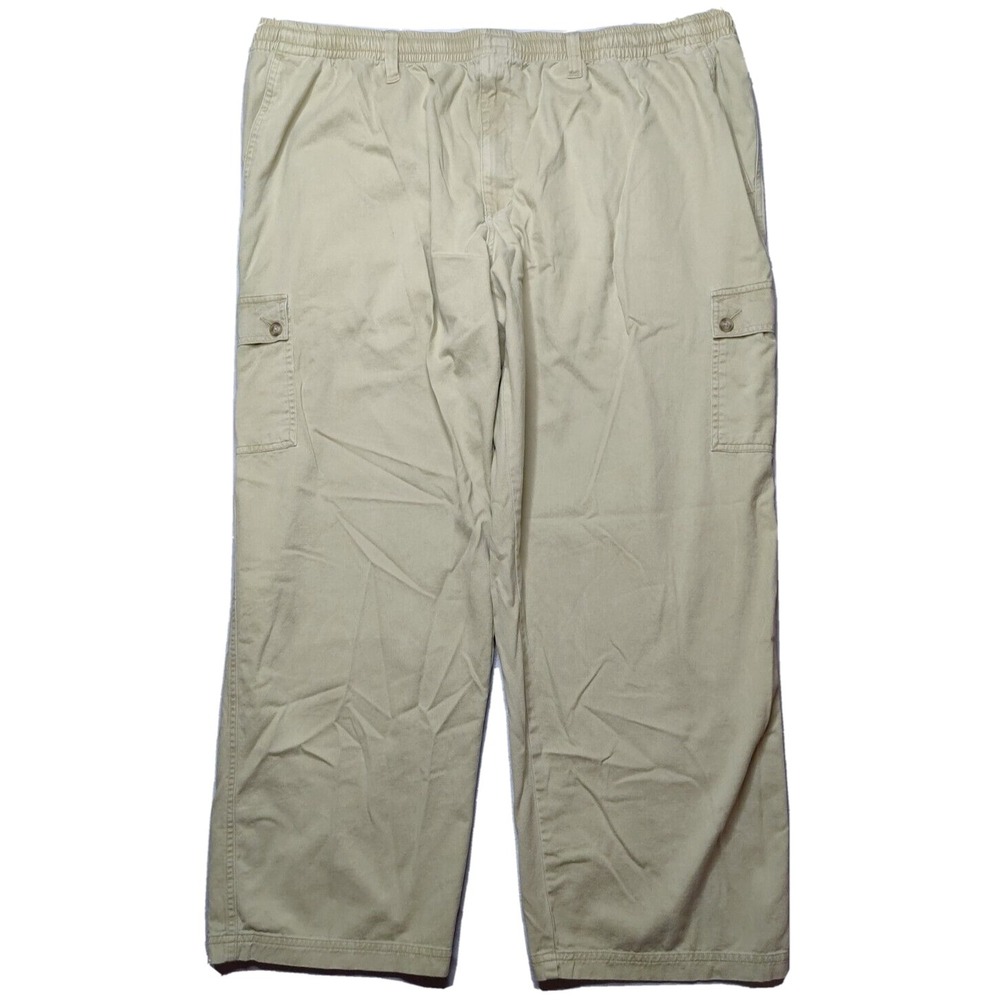 BIG DOGS Men Big‎ 2X Khaki Cotton Elastic Waistband Pull-On Cargo Pants
